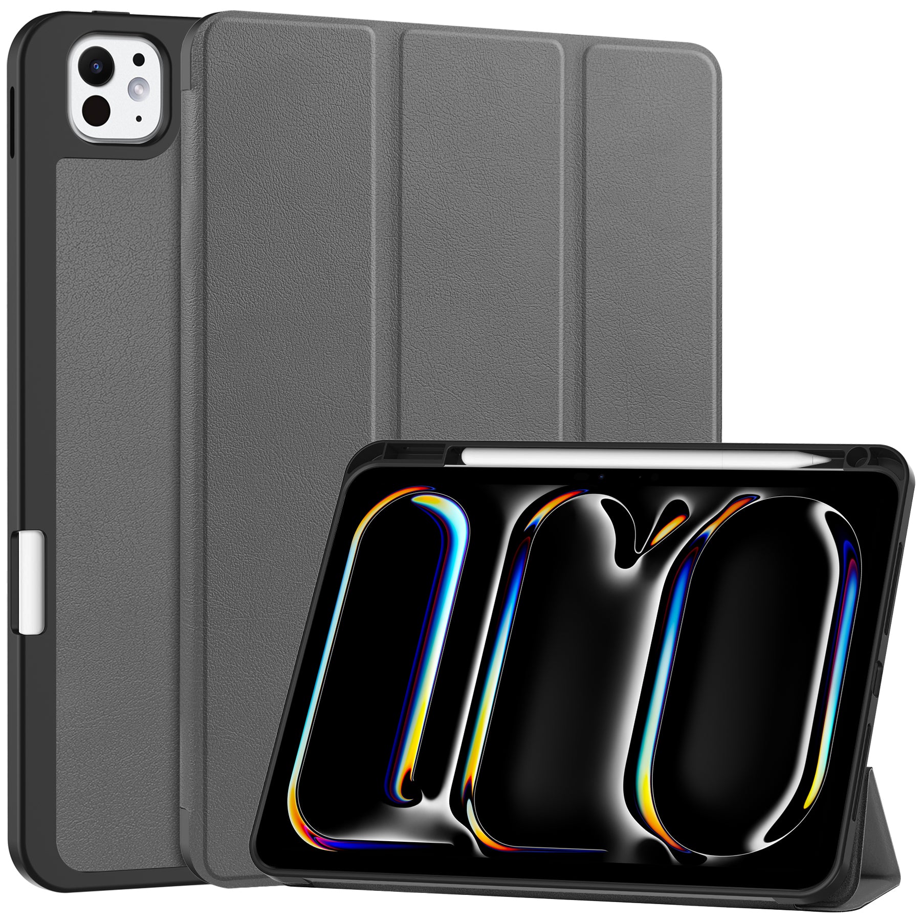 For iPad Pro 11 (2024) Leather Case Drop-proof Tri-fold Stand Tablet Cover with Pen Slot For iPad Pro 11 (2024) Leather Case Drop-proof Tri-fold Stand Tablet Cover with Pen Slot